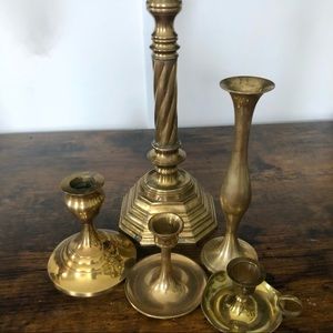 Brass candlestick holder Vintage (5)